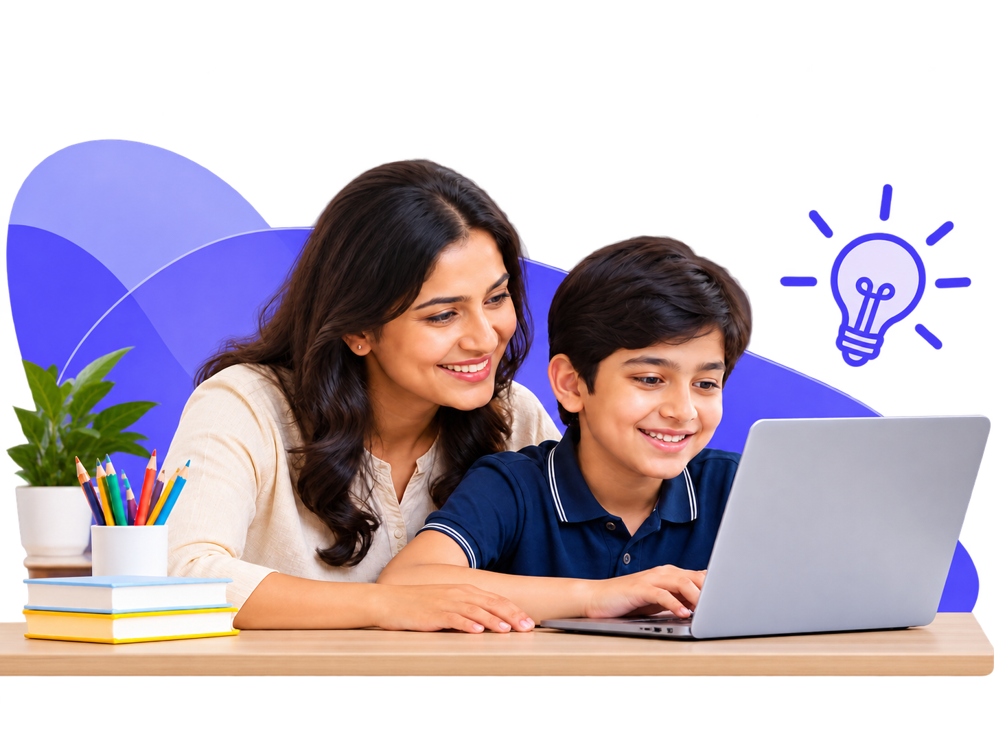 Parent and child learning together on a laptop
